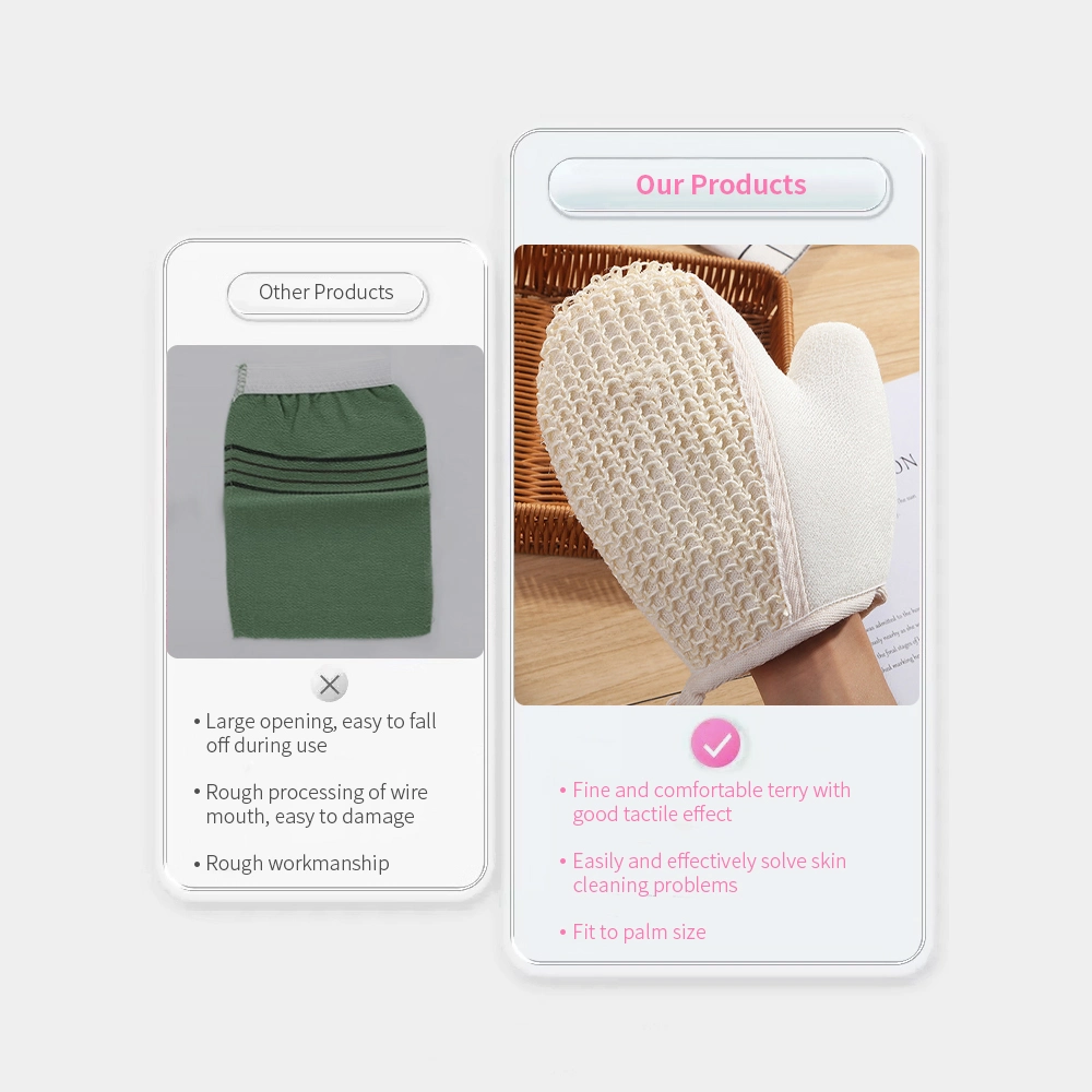 Gants de bain en coton doux et nouveau style – Mitaines exfoliantes à l'arrière Pour le massage spa et l'gommage du corps