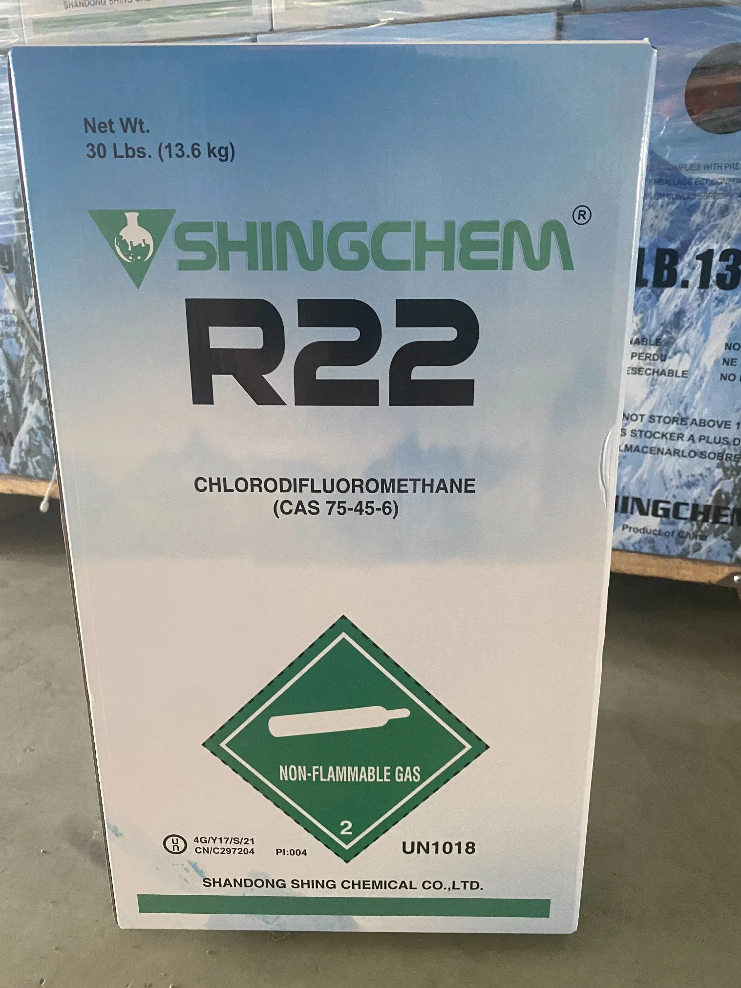 Fábrica chinesa Shingchem fornece GÁS refrigerante R22 para resfriamento DE carro DO A/C