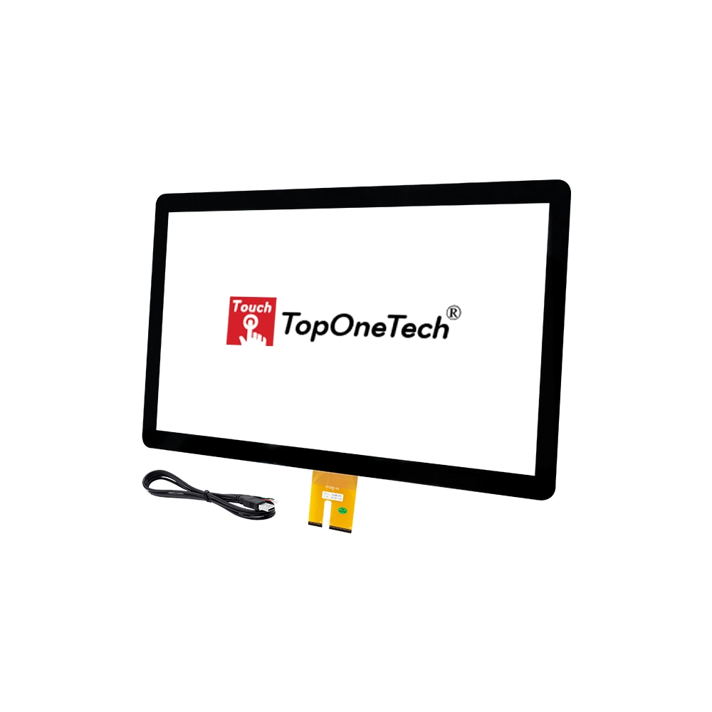 ODM OEM personalizada 24 pulgadas capacitiva proyectada de 10 puntos múltiples Pcap pantalla táctil USB Sensor óptico de aire en el Panel Pegado de trabajar con guantes de dedos