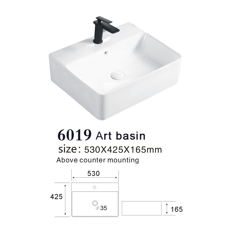 6019 Table Basin Multi - Style Good Quality Water Basin High Temperature Porcelain Ceramic Wash Basin Hotel Table Basin