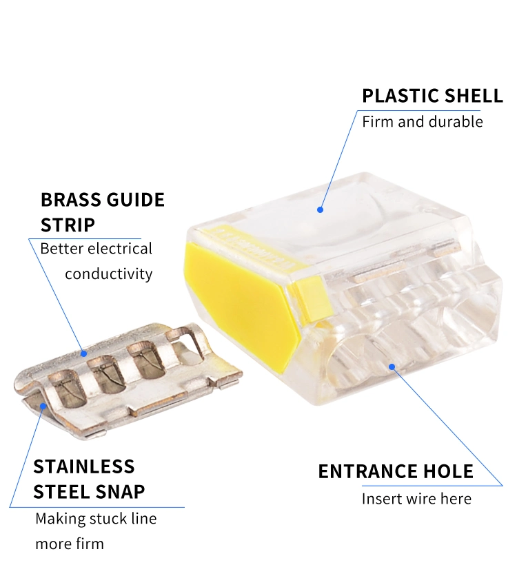 Прозрачная лампа 4-контактный безвинтовая клемма кабеля освещения с вставным разъемом Разъем