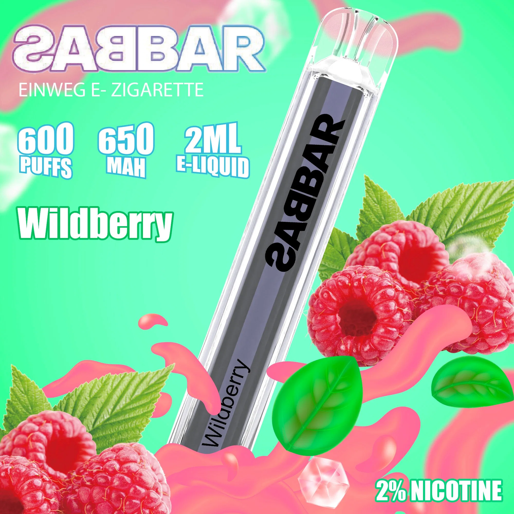 Tpd verfügbar anpassbare Ske Crystal Bar 600puffs Mesh Coil ecig 2ml Eliquid 20mg Nicsalt Einweg-Vape