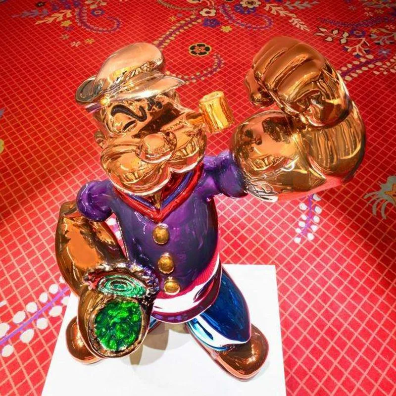 2023 Tamaño de la vida popular artesanales personalizados de acero inoxidable pulido Popeye estatua para el hogar decoración de la colección