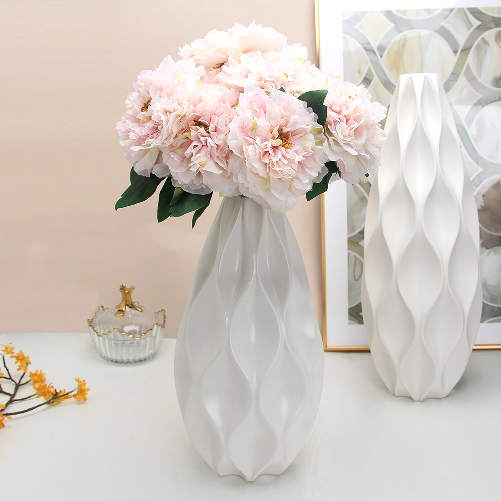 V081 Nordic White Ceramic Aesthetic Flower Vase Sets Wedding Decor Accessories Porcelain Large Table Vase for Hotel