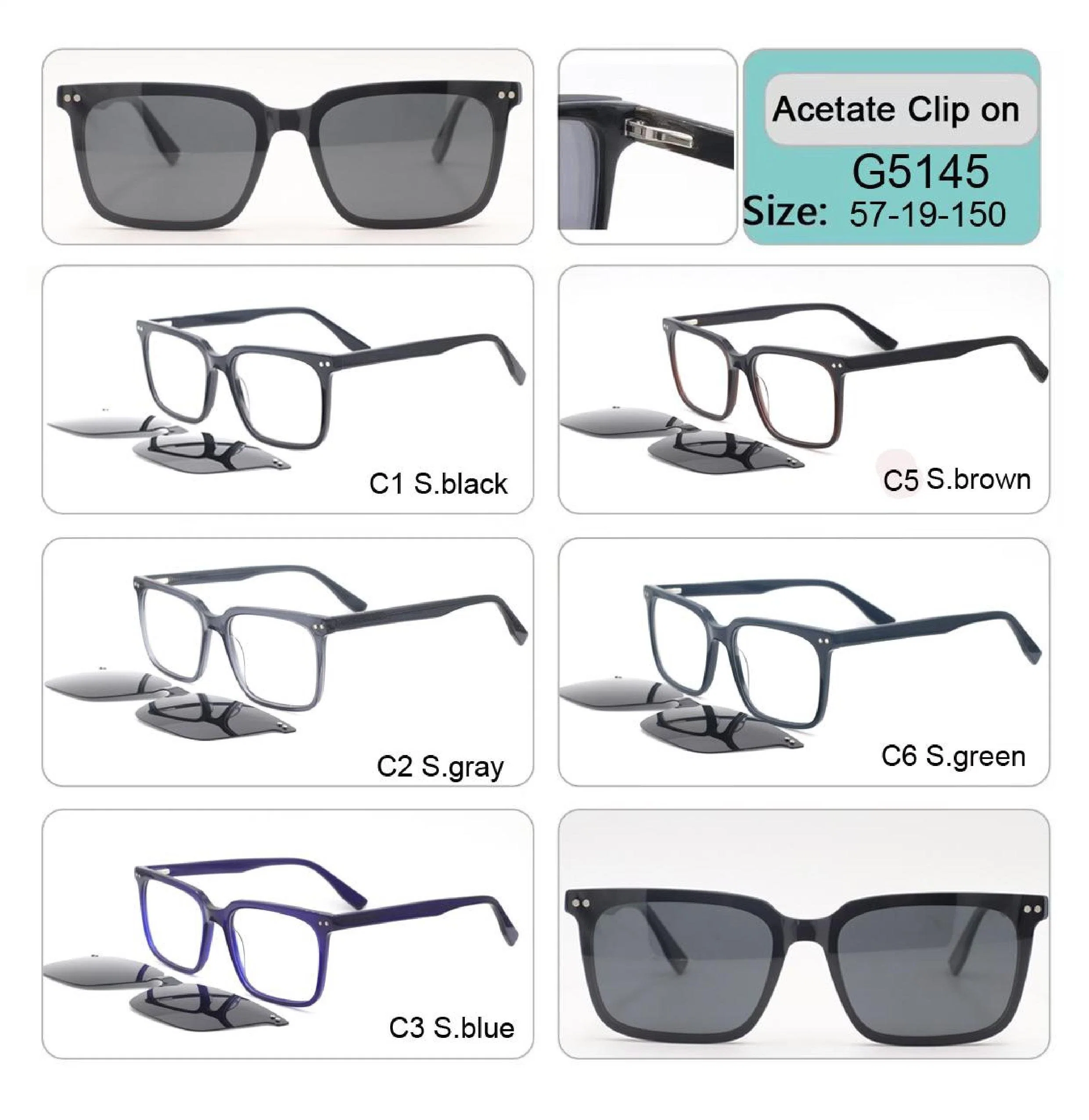 High quality/High cost performance  Clip on Acetate Optical Frame Eyeglasses Sunglass Sun Glass