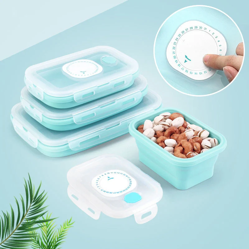 Dtk Microwave Safe Silicone Meal BPA Free Food Storage Containers Airtight Silicone Lunch Box with Scale