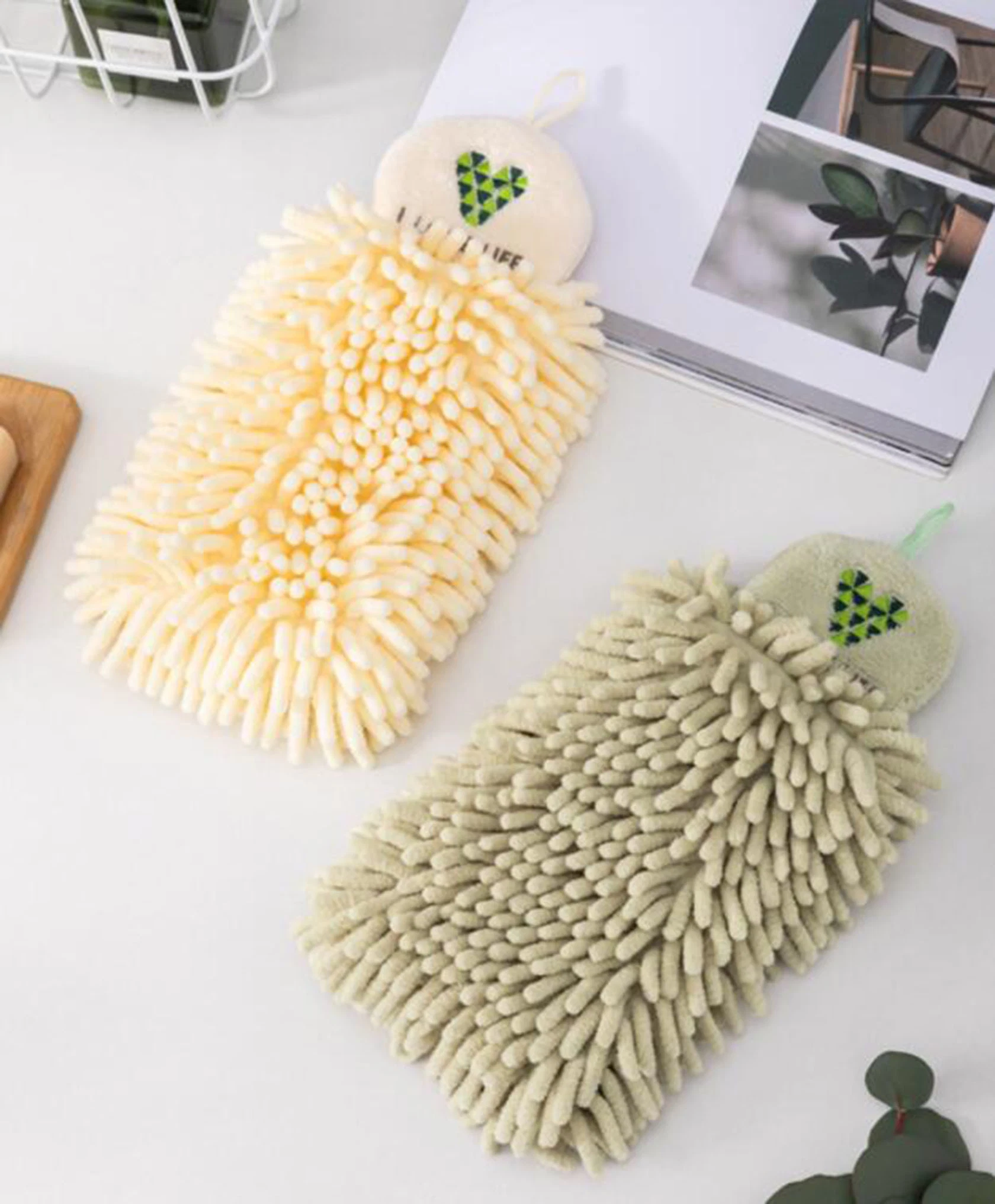 Paño de cocina absorbente para colgar secado rápido CreativoDona Chenille bordado Toalla