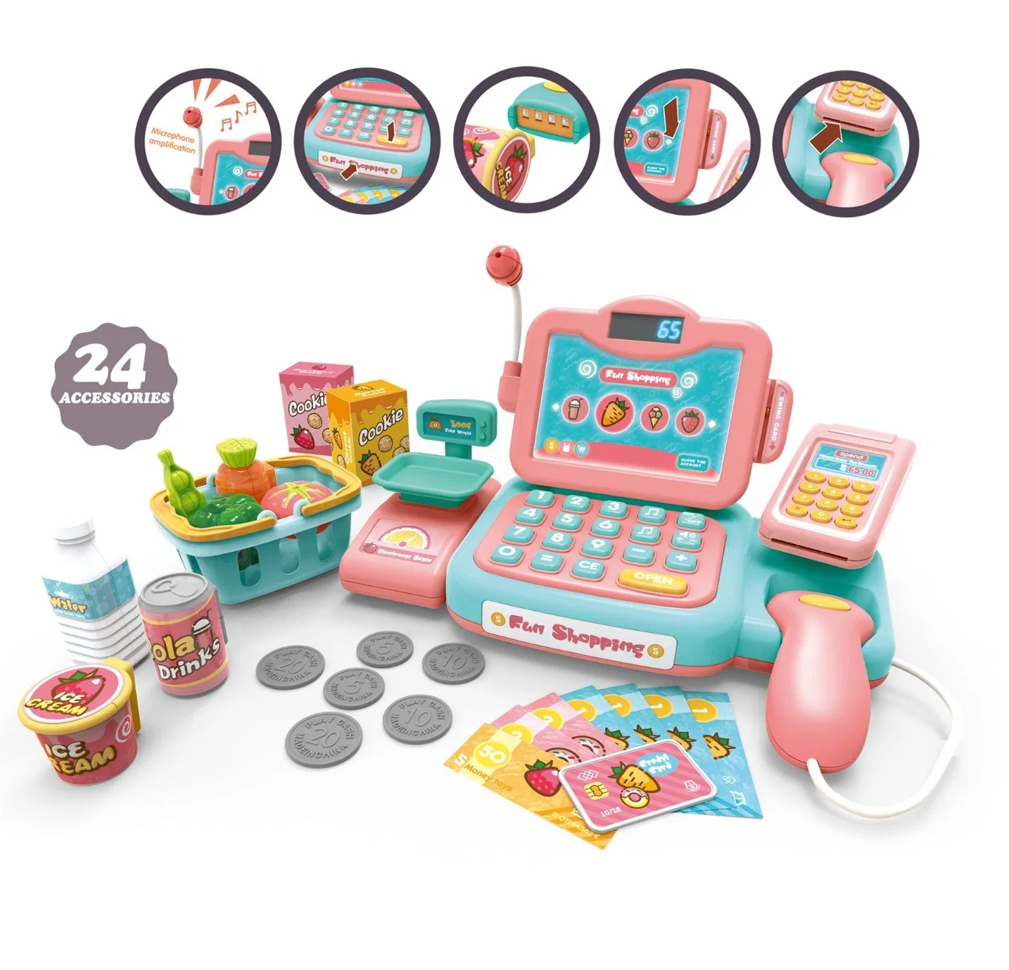 Cash Register Play Sets mit Licht &amp; Sound Pretend Play Küche Puppe Spielzeug Kunststoff Kinder Spielzeug DIY Selbstmontage Fabrik Direktvertrieb Großhandel/Lieferant Intellec