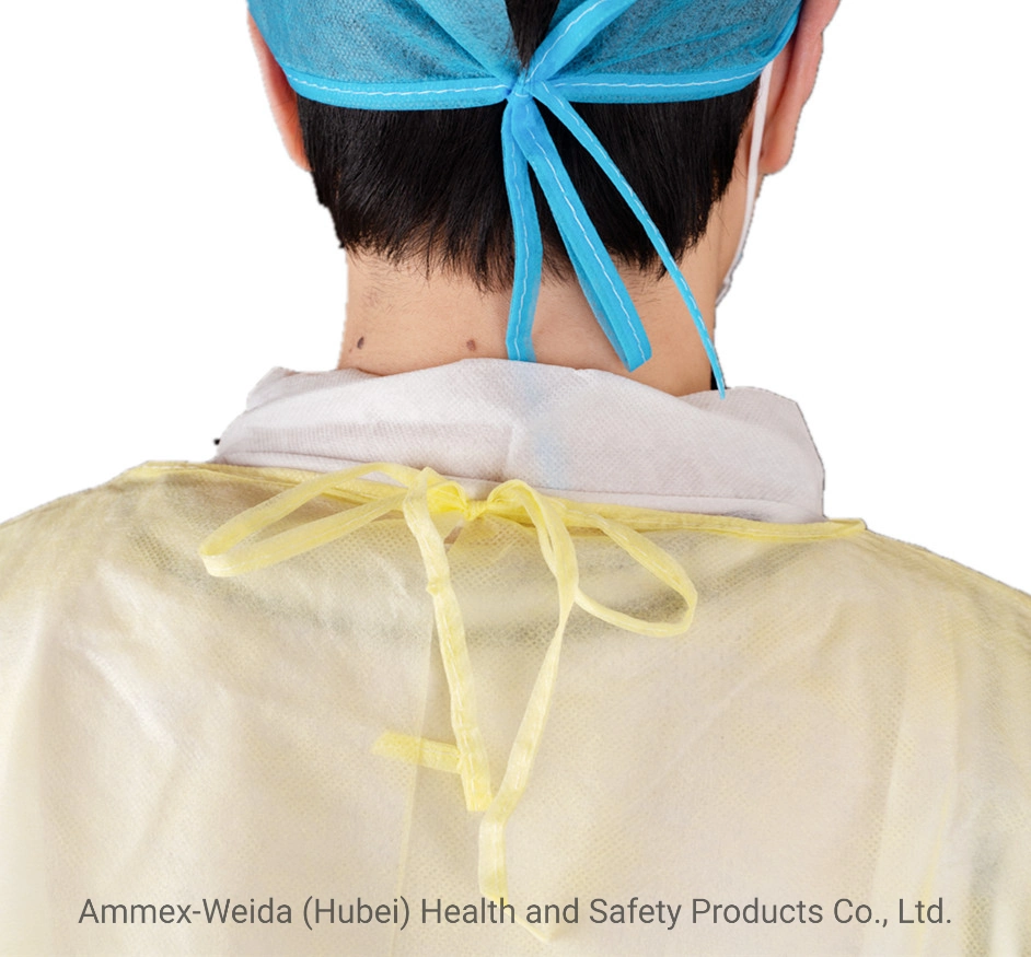CE Standard Elastic Wrust Doctor/Nurse Hospital Use Nonwovem Protective Workwear Anti-Virus Disposable Medical Use PP Isolation Gown