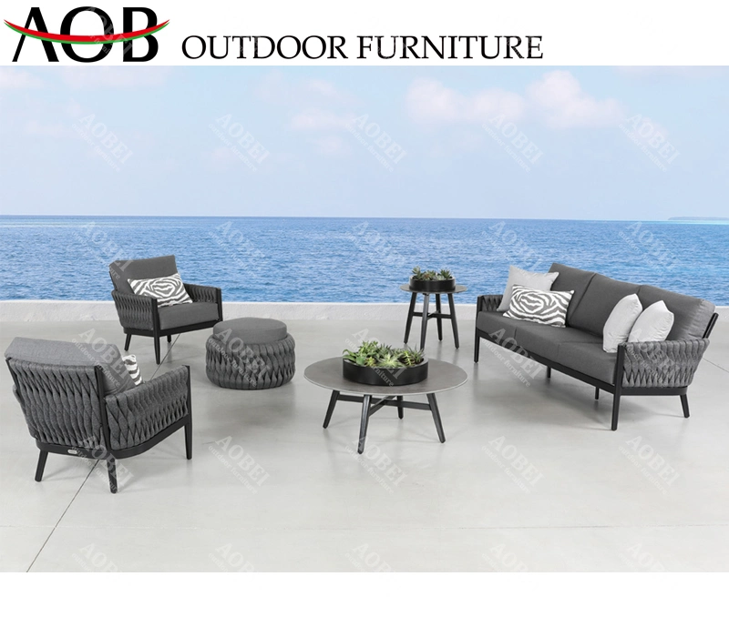 Modern Outdoor Exterior Hotel Resort Home Villa Leisure Rope Weaving Chair Lounge Sofa Furniture Set