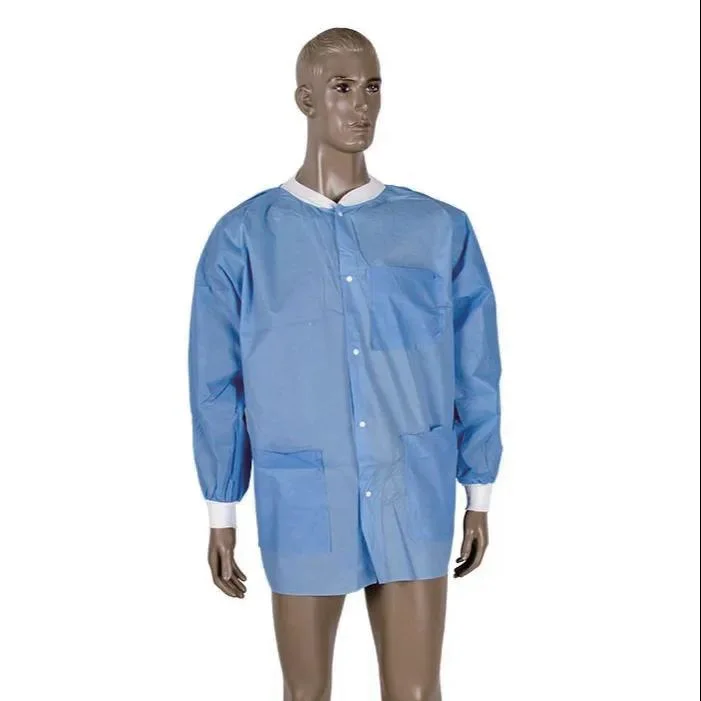 Non Woven PP Gown Disposable Lab Coat Disposable Laboratory Coats Sterile, Non Sterile AAMI Level 2 Disposable Work Wear Clothing