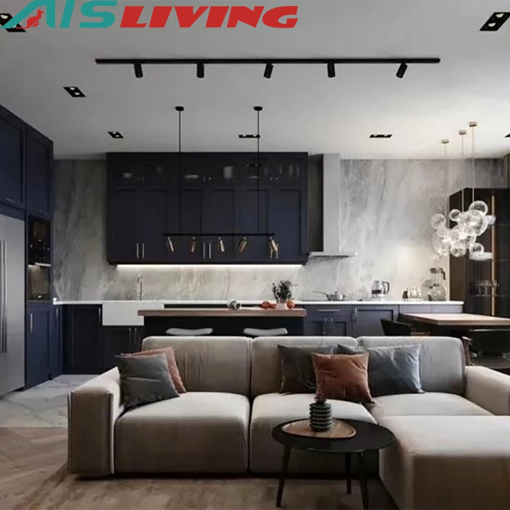 AIS Modern Luxury Designs Home Furniture Hot Sale Customized Modular Blue Shaker Kitchen Cabinets From Factory Directly Sample Customization