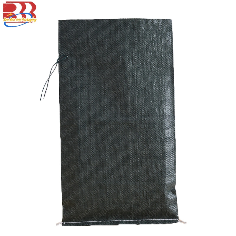 Polypropylene Silage Black PP Woven Sand Plastic Packing Bags with Drawstringpackaging Bag