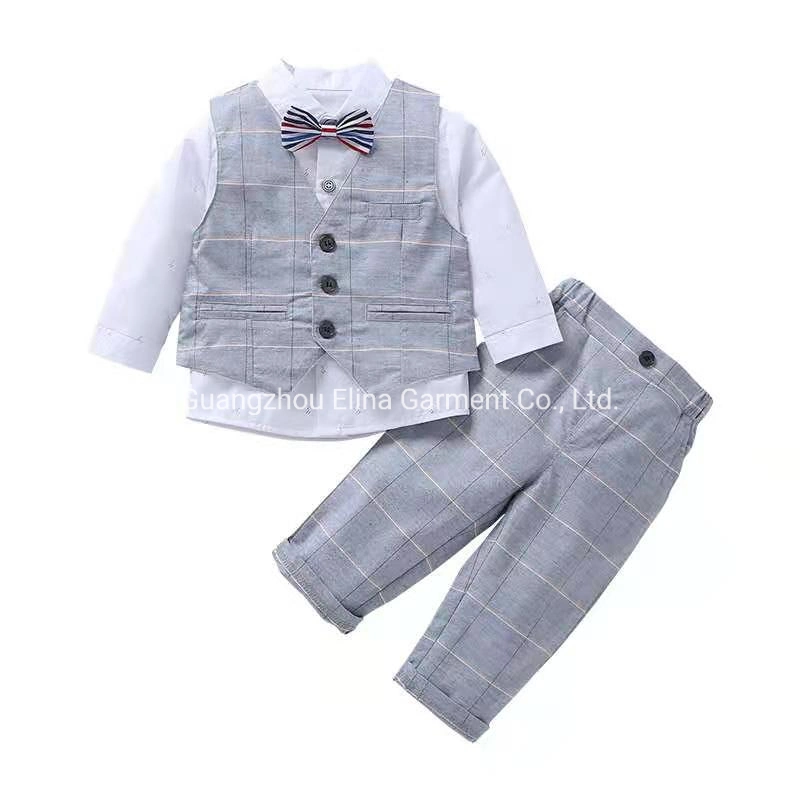 New Summer Hot Selling Gentleman Long-Sleeved Handsome 3-Piece Sets Baby Clothes Boys Wear Party Apparel