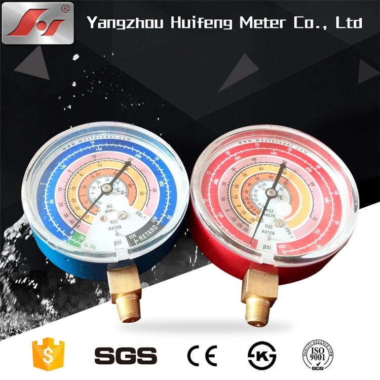 Ce Pressure Gauge for Refrigeration System, R32/R22/R407c/R404A/R134A/ R410A/R744 Refrigerant Compound Gauge