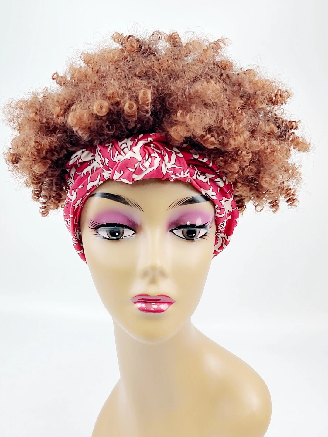 Fashion Ombre African Curly Wave Short Synthetic Hair Wigs with Headbands