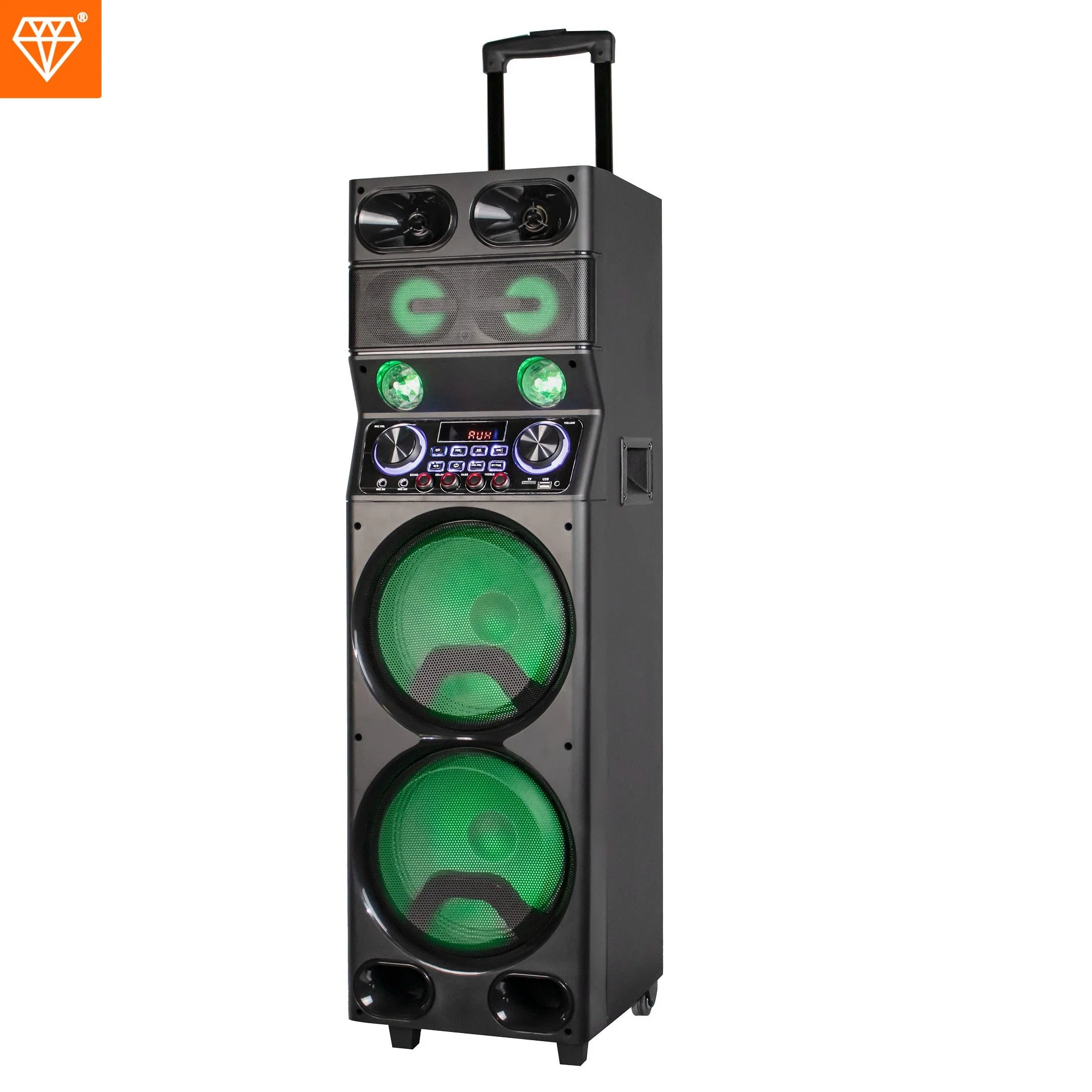 Popular Modelo GD-PS1012 Doble 10 pulgadas Woofer Trolley altavoz de madera Caja de sonido de fiesta