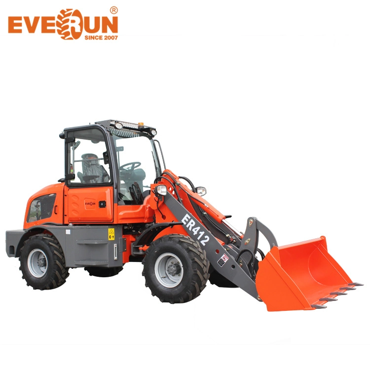 Er412 1.2Ton Everun Mini hidráulica cargador pequeño cargadora de ruedas con el soplador de nieve