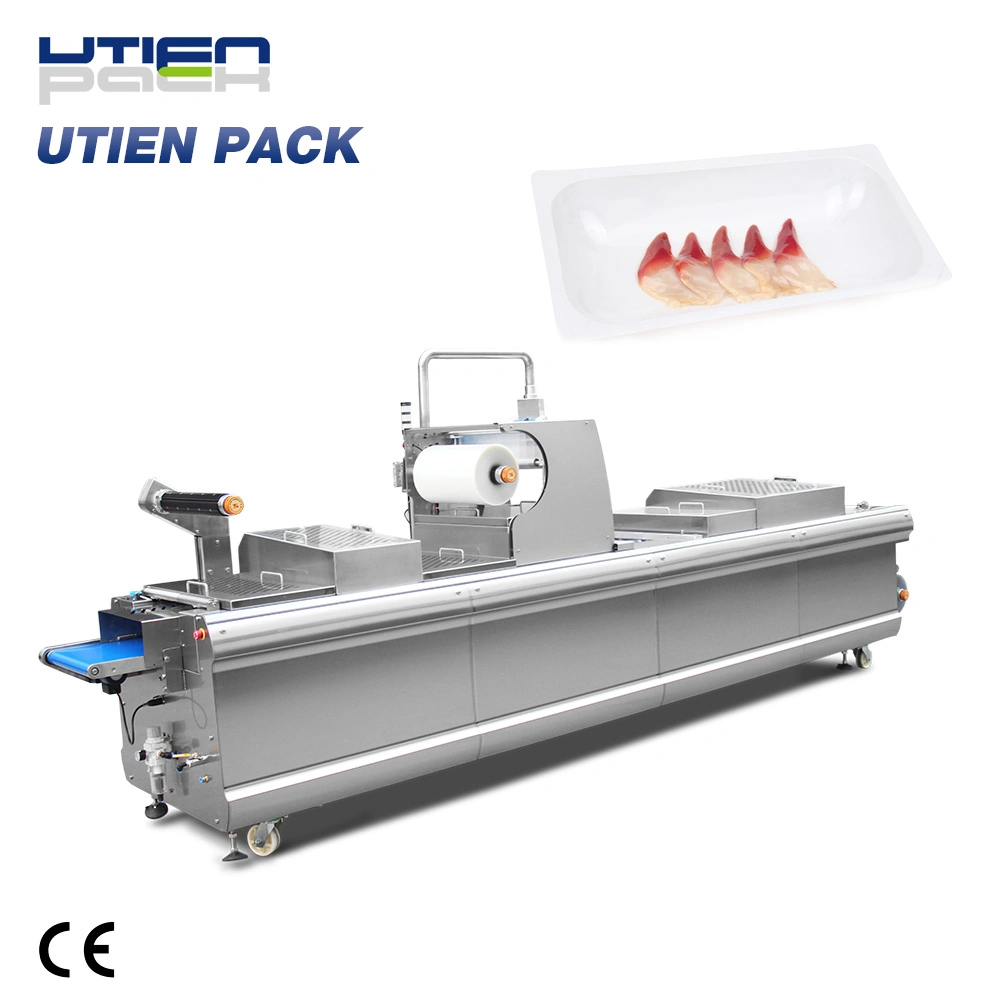 High Production Seafood, Meat, Poultry, Chicken Assembly Vacuum Skin Packaging Line
