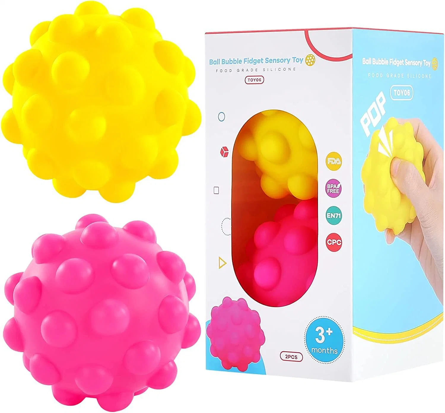 Fidget Bath Anti-Pressure Popper Sensory Toys Stress Squeeze Pop Balls for Kids Adults