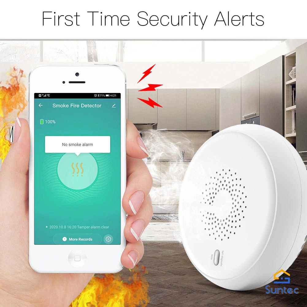 Smart Zigbee Smoke Detector Sensor Wide Application Remote Control