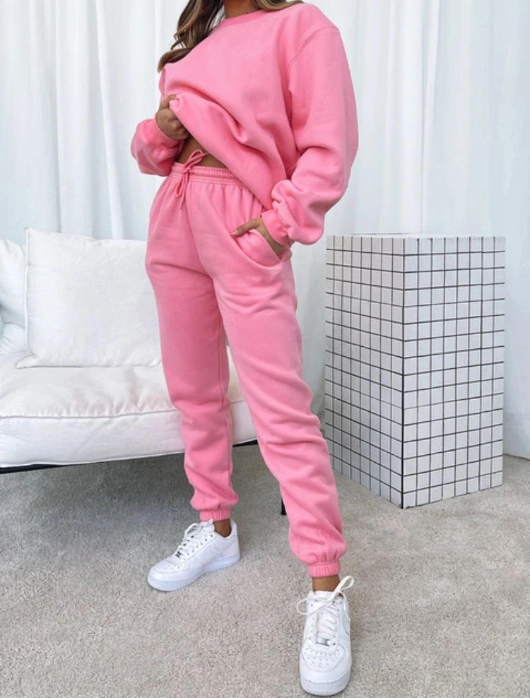 High Quality Sportswear Women Blank Sweat Suits Gym Fitness Sport Hoodie and Jogger Set