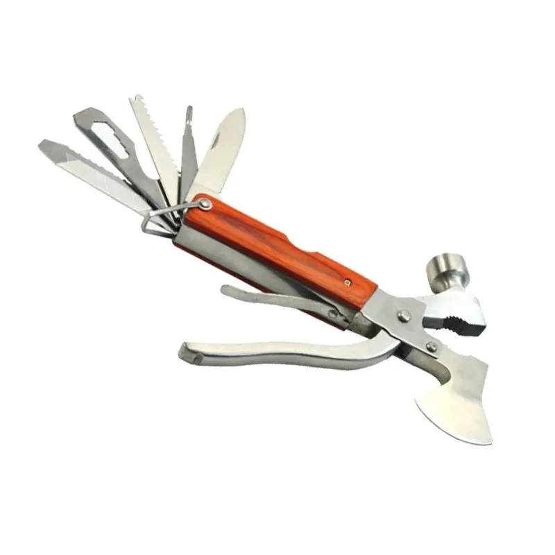 Marteau multi-outils portable Multi Ax à poignée en bois en acier inoxydable Pour le camping