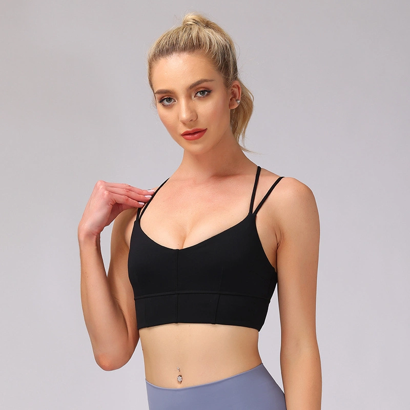 2021 Wholesale/Supplier Custom Logo Sexy Ladies Solid Color Beautiful Back Breathable Cross Design Women Yoga Bra Tops