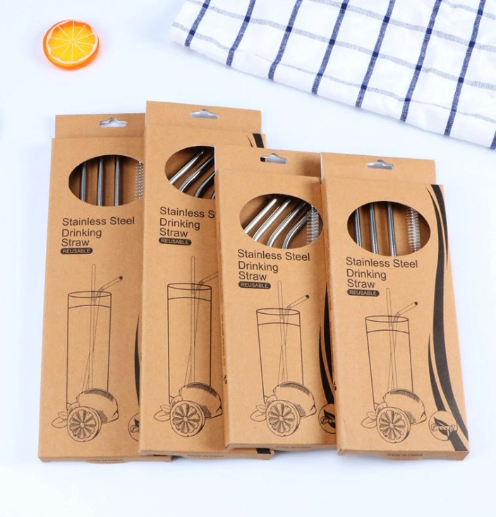 Stainless Steel Straight Bent Drinking Beverage Straw for Home Bar