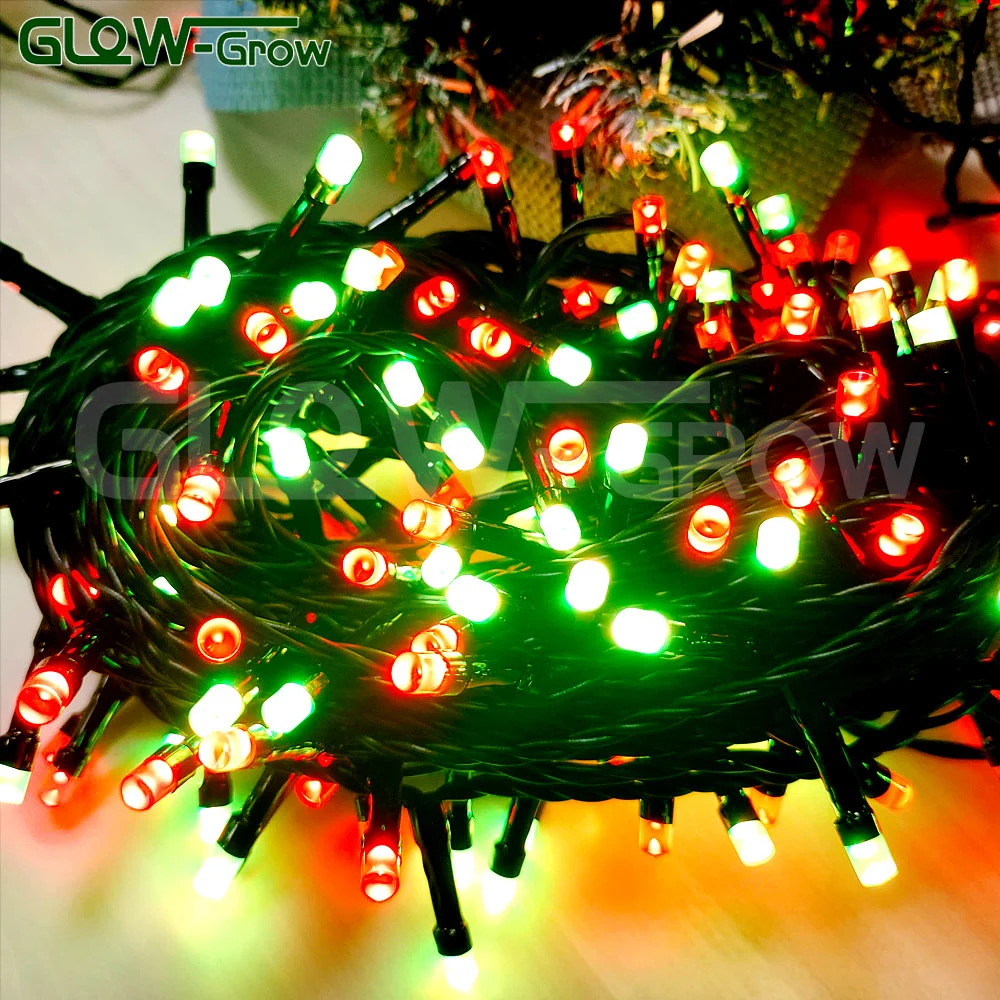 IP44 200LEDs Rojo de luz de Navidad LED atenuable RGB Con Tuya Smart Music Sync para la fiesta de la boda en casa Decoración