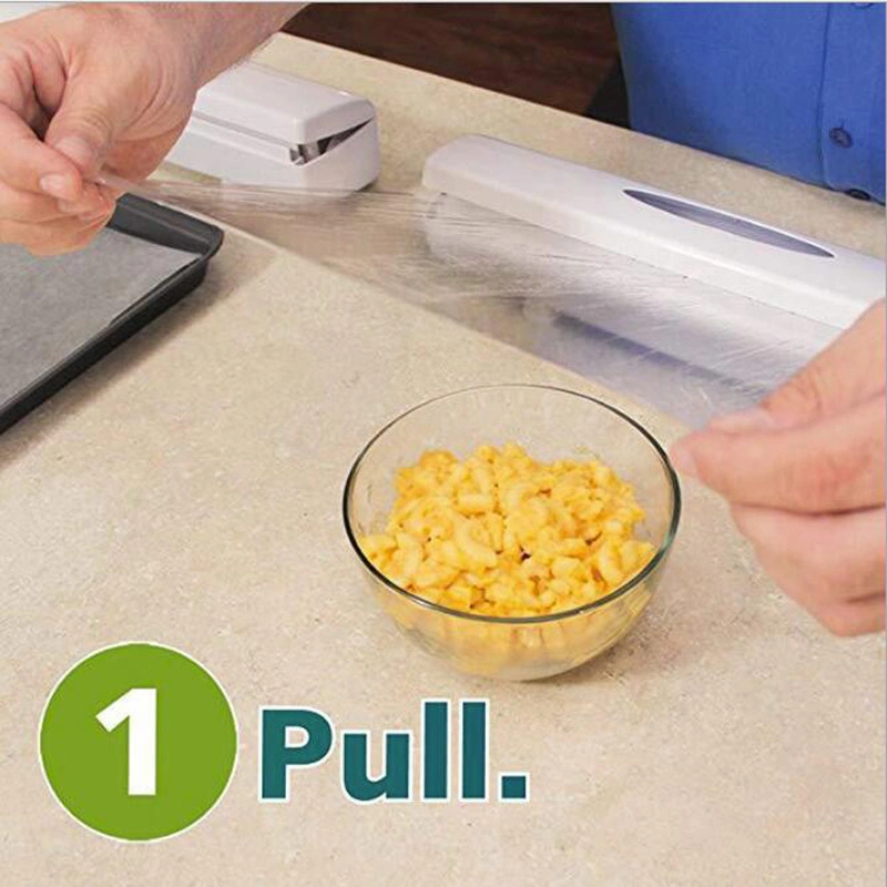 Plastic Wrap Cutter Dispenser Perfect 1-Click Cutter Foil Cutter Dispenser Kitchen Tools Esg12314