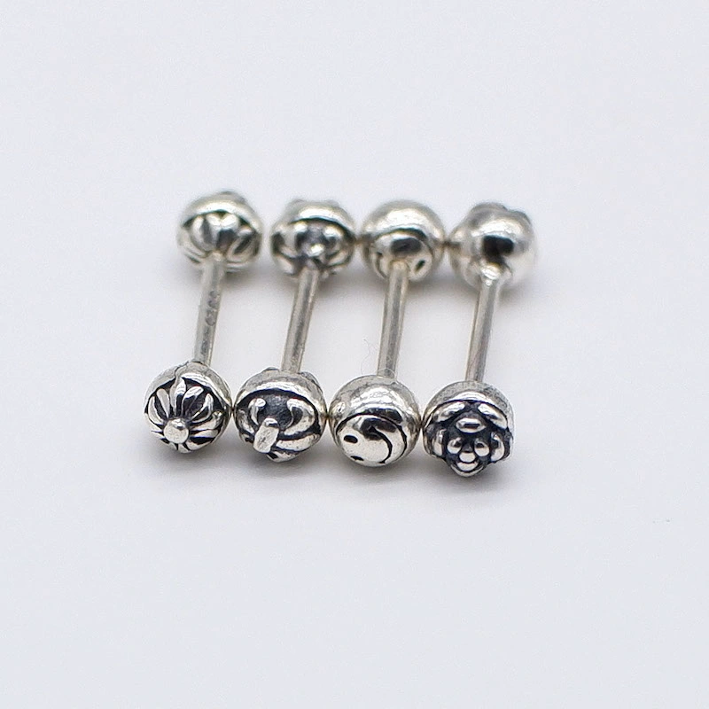 Retro S925 Silver Ball Piercing Jewelry