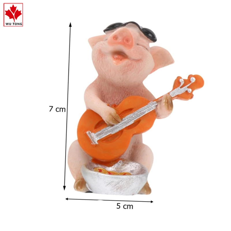 Funny Pink Crafts Resin Pig Playing The Guitar Figurines Home Decoration Gifts