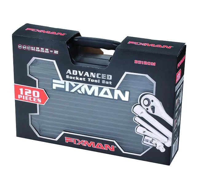 Fixman 1/2 y 3/8" &amp;Mecánico de 1/4" 120PCS en el hogar Kit de caja de herramientas de toma de Herramienta de reparación de juego