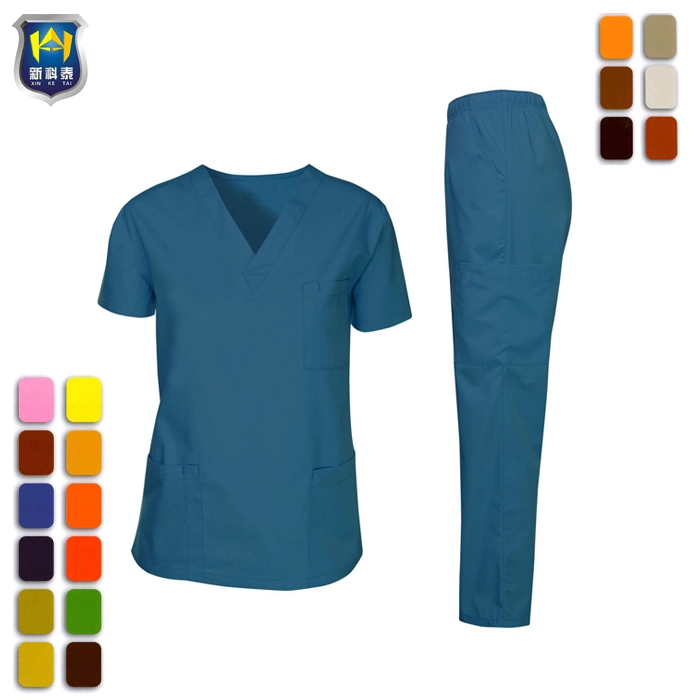 Wholesale/Supplier Custom Women Fashion Scrubs Stretch Fabric V Neck Uniforms Medical Scrubs