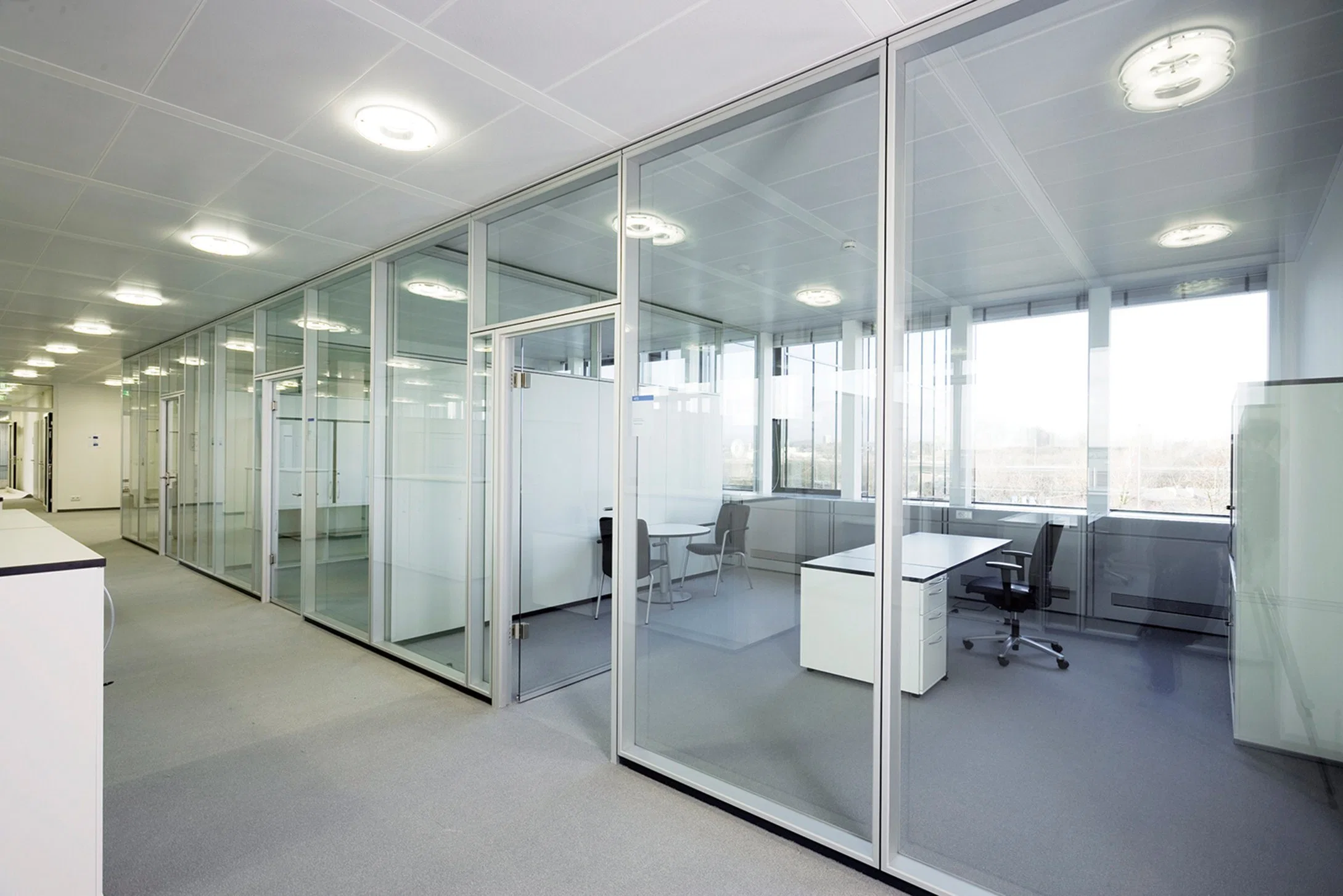 Full View Office Wall Partition Double Layer Glass Aluminum Partition Type