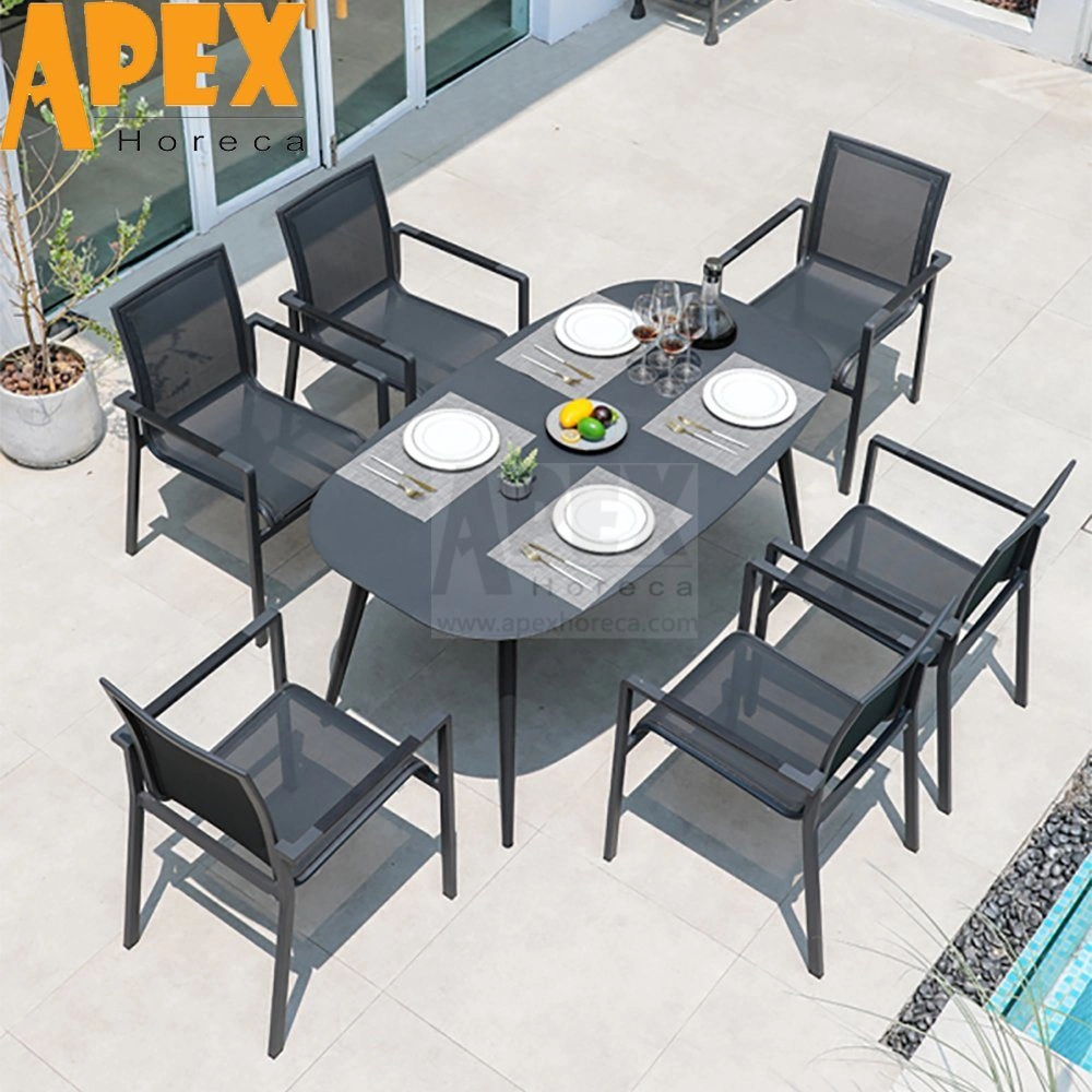 Aluminum Frame Waterproof Outdoor Leisure All Weather Restaurant Table Chair Combination Furniture Set