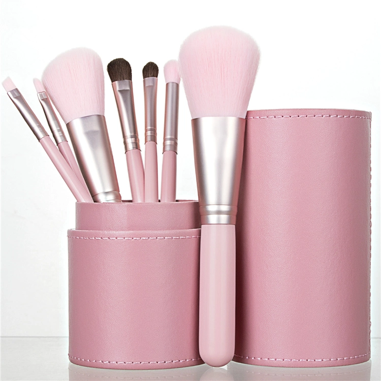 Makeup Your Own Brand 7PCS Makeup Brush Wooden Handle Vegan Cosmetics Brush Set with Box