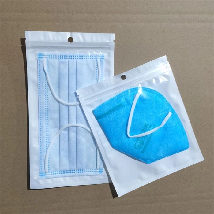 Fábrica Venda por grosso de plástico Ziplock embalagem 3 vedação lateral Hang Sacos com máscara facial Hole com janela transparente