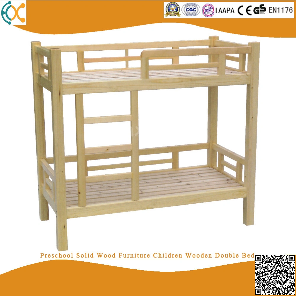 Preschool Wood Furniture Children Wooden Double Bed