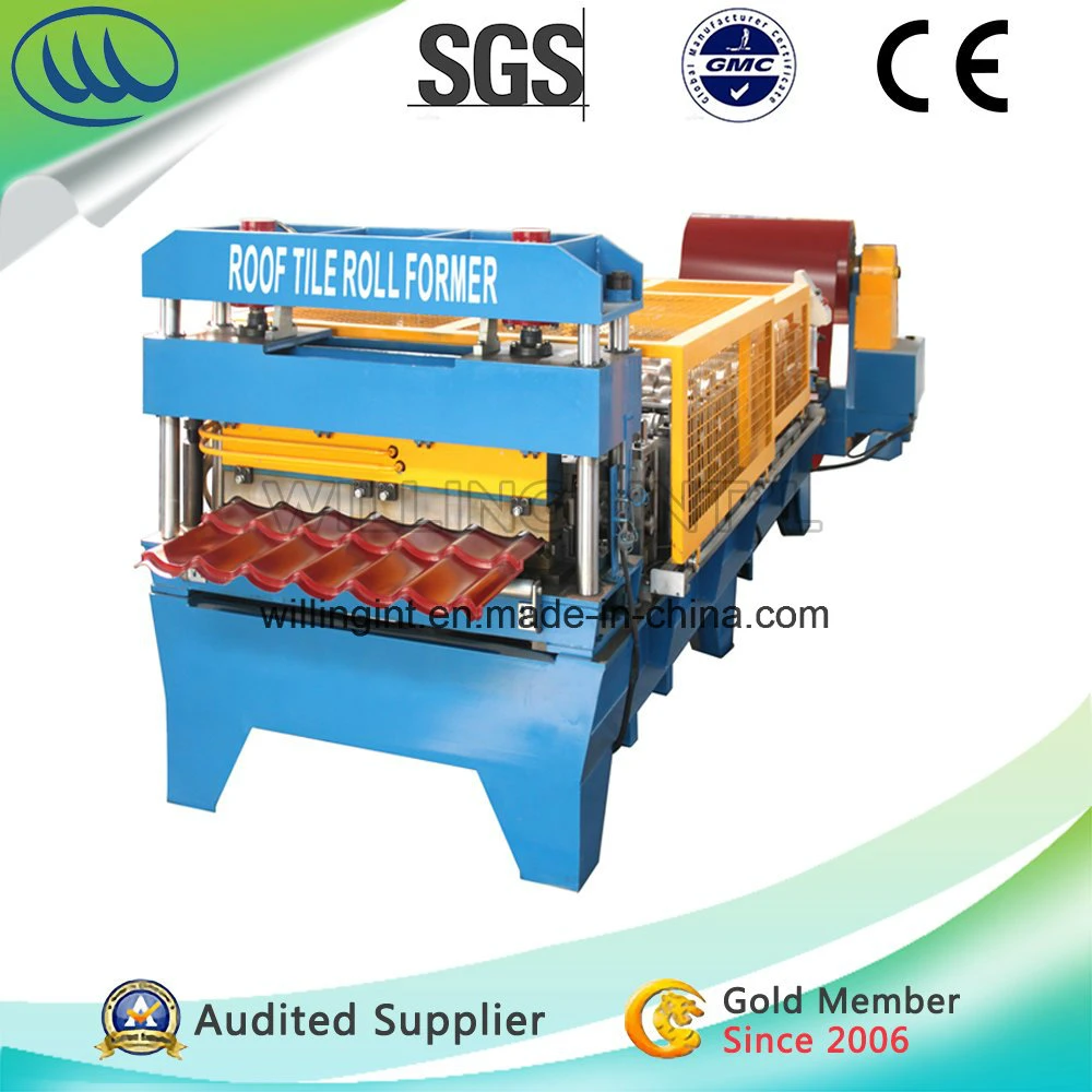 Ce Standard Color Coated Steel Tile Roof Roll Forming Machine