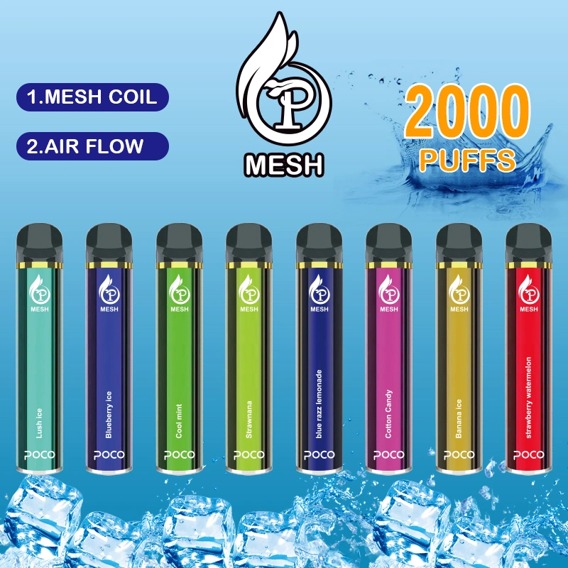 بوكو مش مش مش السجائر القابلة للاستخدام 2000puffs أنابيب التدخين E-Cig 1250 ميللي أمبير إلكترونيا Vapor قلم Vape القابل للاستخدام مرة واحدة