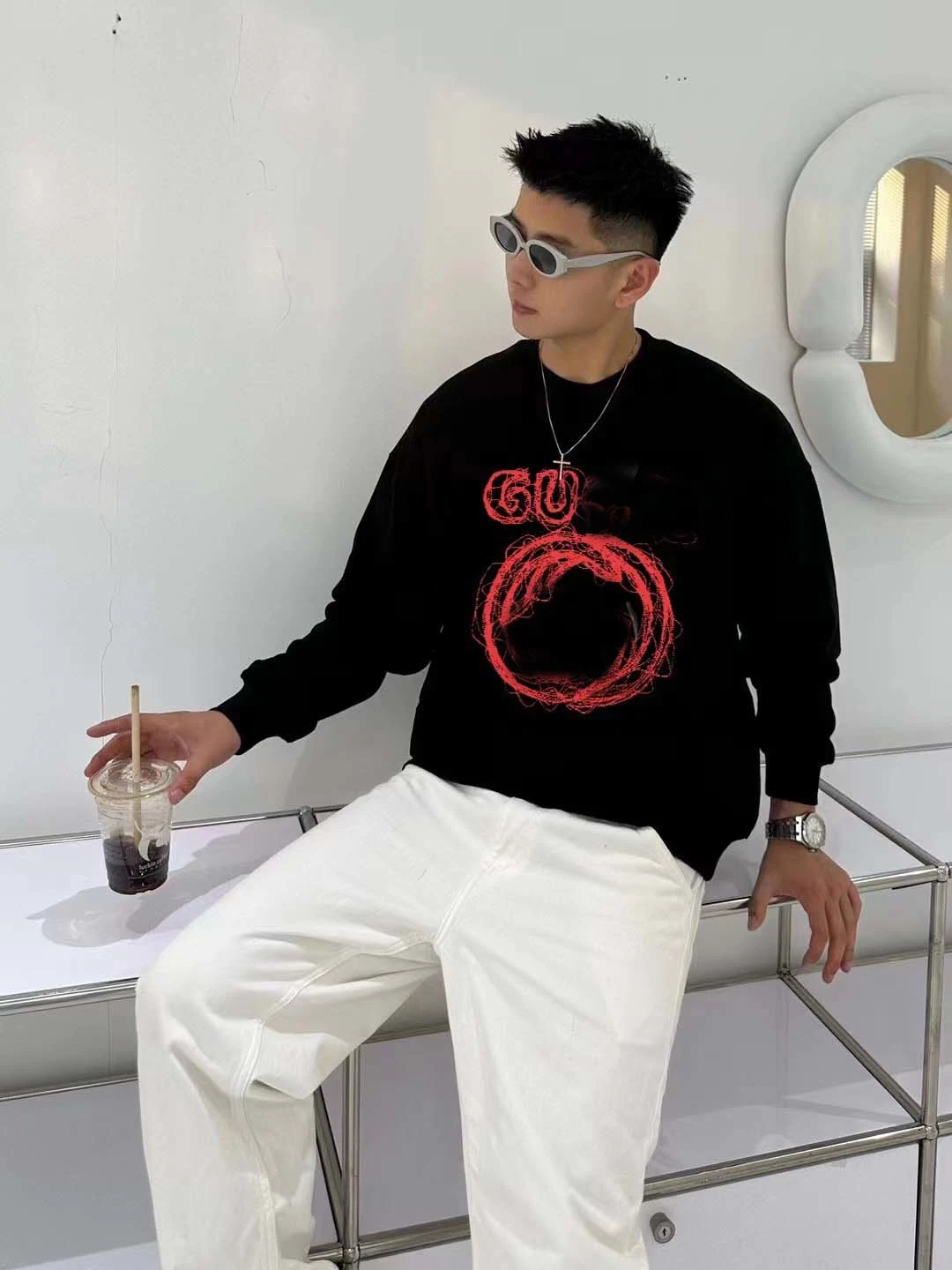 Дизайнерская марка Luxury Fashion Apparel Men′ S Осенний новый раунд Шейный пуловер мужской повседневный топ′ S.