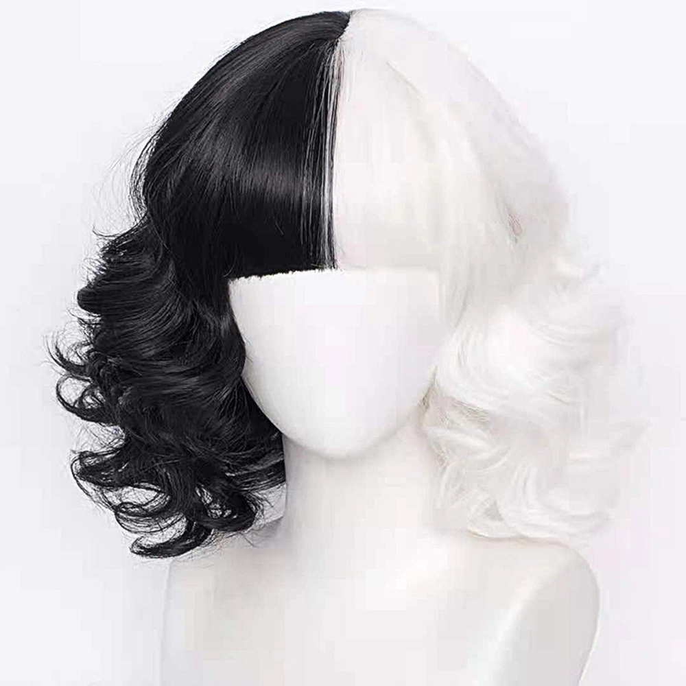 Kbeth Unique Design Black and White Cool Hair Wig for Ladies 2022 Spring Fashion Straight and Wavy Women China Synthetic Wigs with Bangs Wholesale