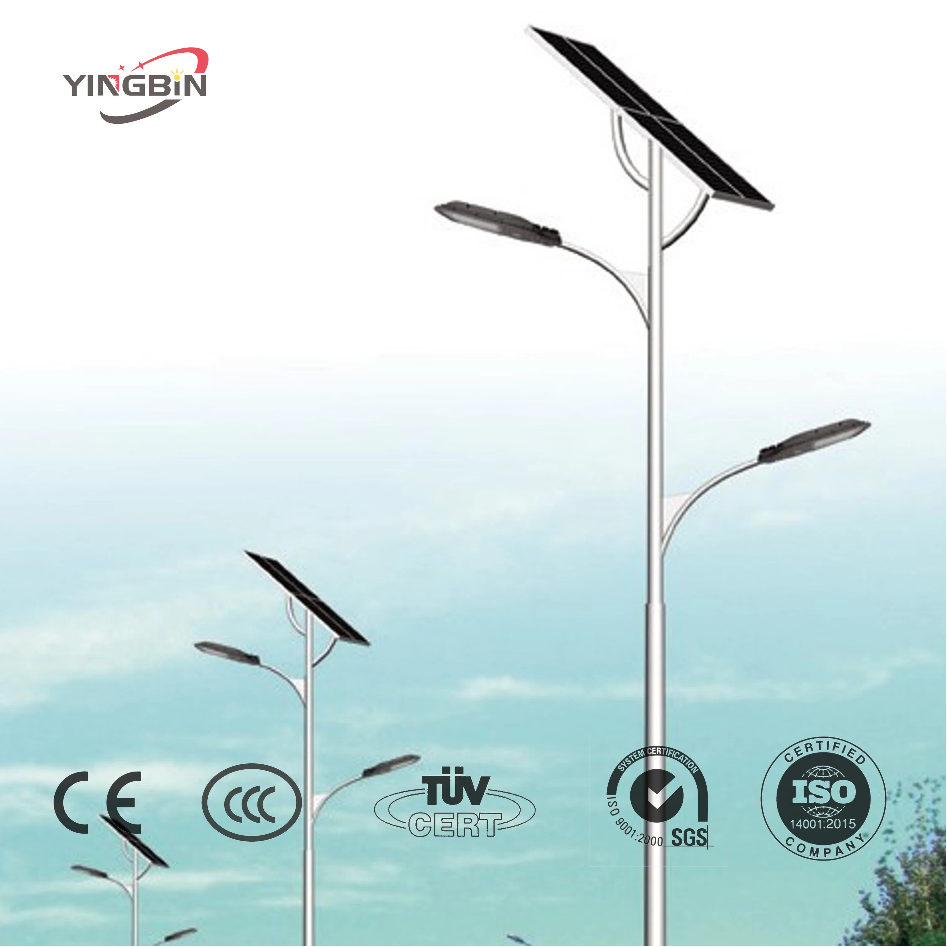 Yingbin 9m 12m 15m Solar LED Street Light Polo para Carreteras urbanas con Panel Solar