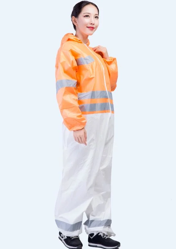 High Visible Disposable Coverall Worksuit Nonwoven PPE Safety Overall Protective Safety Microporous Protection Reflective Coverall with Reflectors