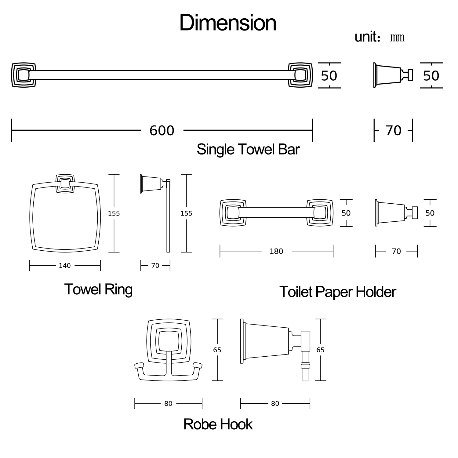 Amazon Hot Wall Hung Mounted Decorations Home Black Bathrooms Fittings Hardware Accessories Accessory