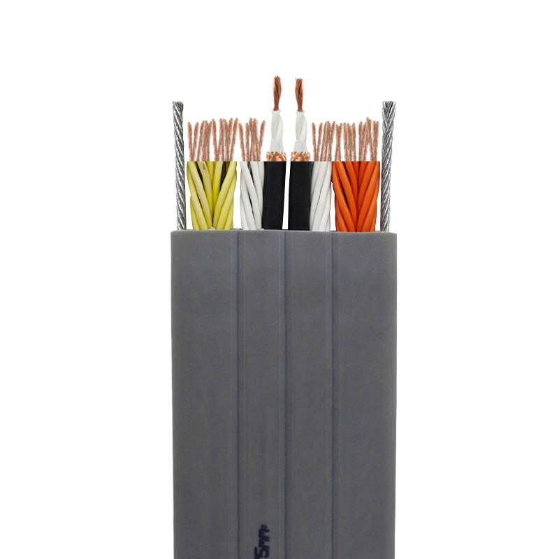 Flat Elevator Cable Tvvbpg 42 * 0.75 + 2 * 2p * 0.75 with Steel Wire Shielded Elevator Traveling Cable