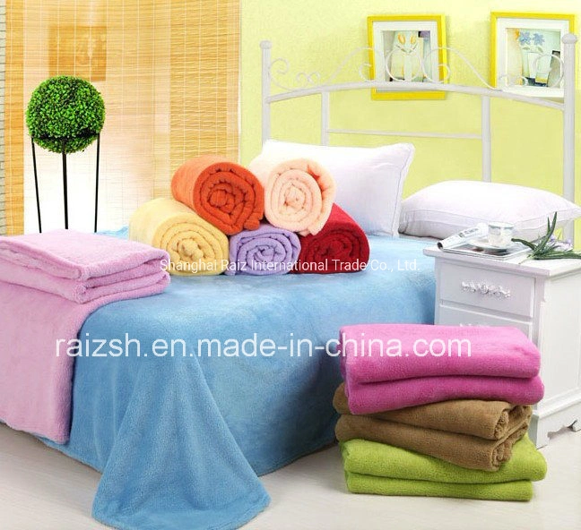 Solid Plain Coral Fleece Blanket Throw Bedding Home Textiles Promotion Items for Gift