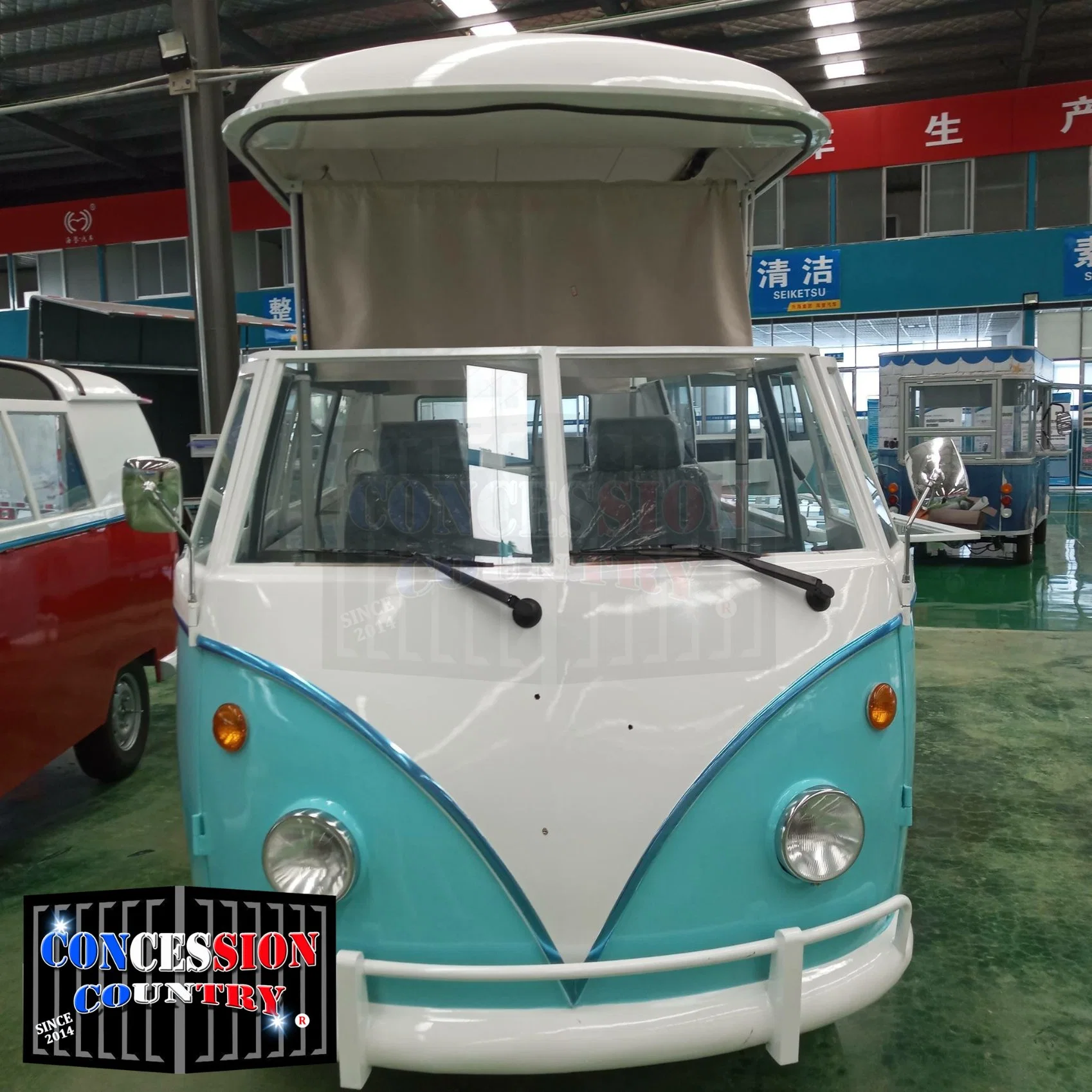 Geanlo China Custom Retro Camper Caravan Truck Mobile Hot Dog Food Trucks with Kitchen Mobile Kitchen Kombi Bus for Sale in Jamaica